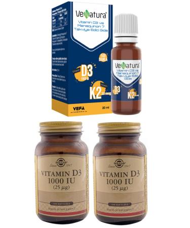 Venatura D3k2 20 Ml Drops (vitamin D 25 Mg-vitamin K 20 Mg) + solgar D3 1000 Iu 100 Softgel Capsule * 2 Pieces