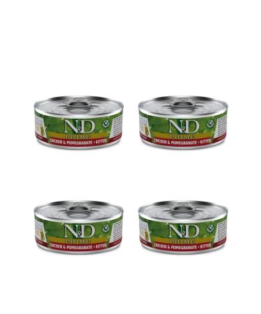 N & D Prime Grain Free Kitten Chicken Pomegranate Kitten Canned Food 80 Gr 4 Pieces