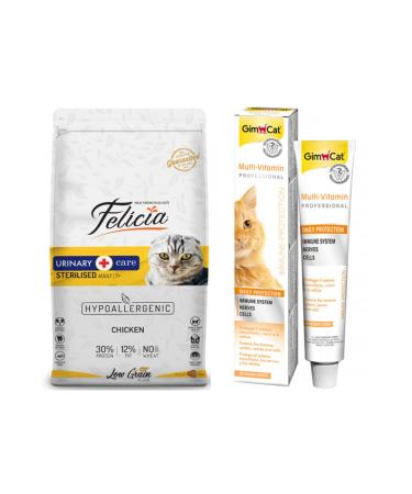 Felicia Low Grain Sterilized +7 Chicken Hypoallergenic Cat Food 2 Kg + Cat Reward Multivitamin 20 Gr