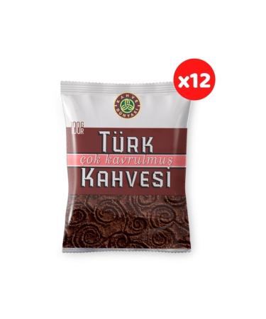 Coffee World Dark Roasted Turkish Coffee 100 Gr (Pack of 12) 12 Packs of 100 Gr Dark Roasted Coffee
