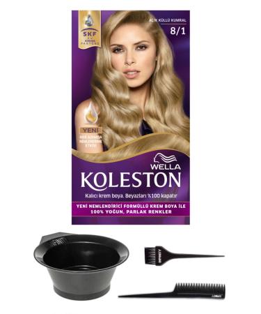 Wella Koleston 8/1 Kit Dye Light Ash Blonde and Hair Coloring Set
