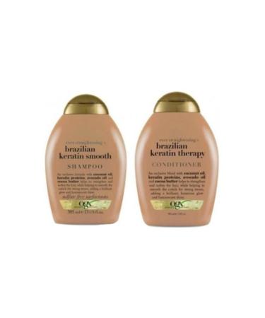 OGX Brazilian Keratin Straightening Shampoo 385 ml + Conditioner