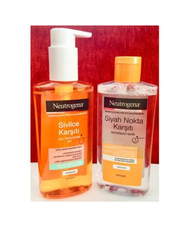 Neutrogena ANTI-ACNE FACE CLEANSING GEL 200ml + ANTI-BLACKHEAD TONIC 200ml