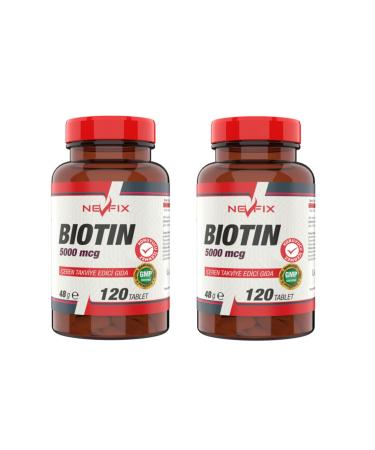 Nevfix Biotin 5000 Mcg 120 Tablets x 2 Boxes 240 Tablets
