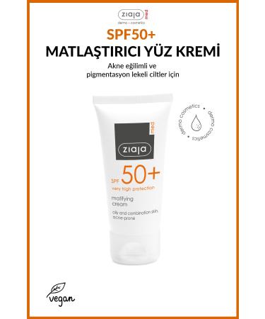 Ziaja Med Spf50+ Mattifying Face Cream - Acne and Blemished Skin Dermatological Formula 50ml