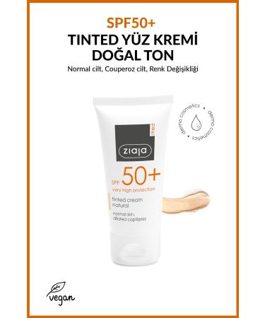 Ziaja Med Spf50+ Tinted Face Cream Natural Tone Dermatological Formula 50ml