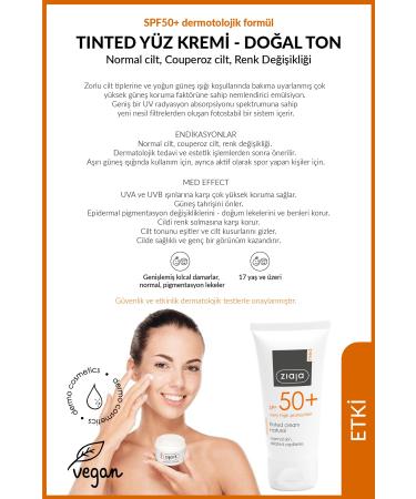Ziaja Med Spf50+ Tinted Face Cream Natural Tone Dermatological Formula 50ml - Buy Online on GoSupps.com