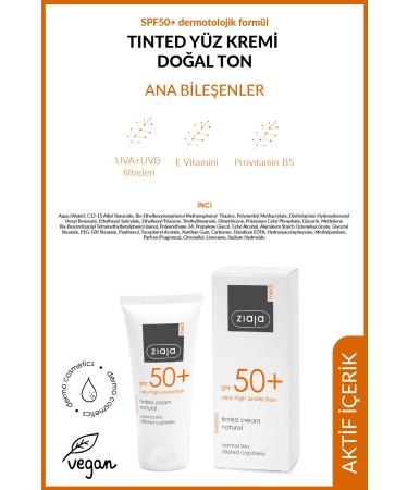 Ziaja Med Spf50+ Tinted Face Cream Natural Tone Dermatological Formula 50ml - Buy Online on GoSupps.com