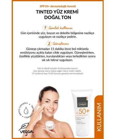 Ziaja Med Spf50+ Tinted Face Cream Natural Tone Dermatological Formula 50ml - Buy Online on GoSupps.com