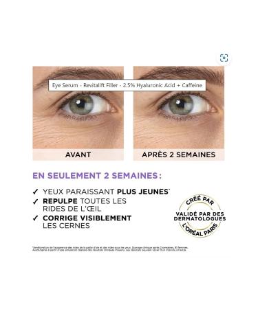 L'Oreal Paris - Eye Serum Revitalift Filler 2.5% Hyaluronic Acid + Caffeine - Buy Online on GoSupps.com