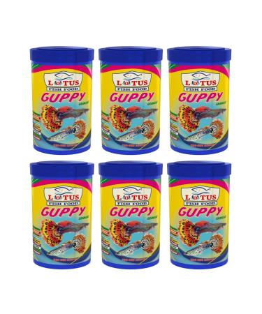 Lotus Guppy Granulat 6 X 100ml Aquarium Fish Food and 1 Vitamin Set