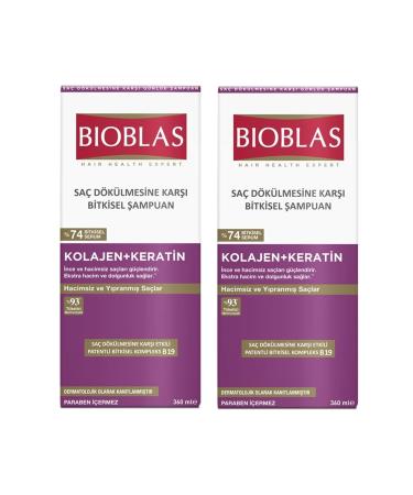 Bioblas Collagen + Keratin Anti-Hair Loss Volume Shampoo 360 Ml 2 Pieces