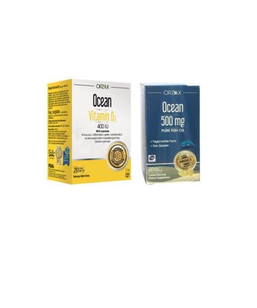 Ocean Vitamin D3 400 Spray 20 ml and Pure Fish Oil 500 mg 60 Capsules