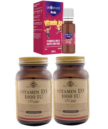 Venatura Kids Vitamin D3 20 Ml Drop+solgar D3 1000 Iu 100 Softgel Capsule*2 Pieces