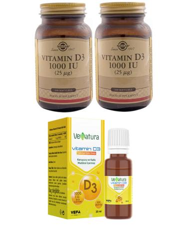 Venatura D3 Drop 1000 Iu 20 Ml+solgar D3 1000 Iu 100 Softgel Capsule*2 Pieces