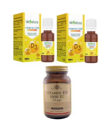 Venatura D3 Drop 1000 Iu 20 Ml*2 Pieces+solgar D3 1000 Iu 100 Softgel Capsule
