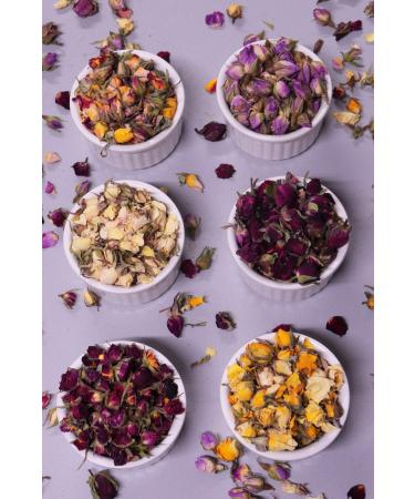 Aktarix 6-Piece Dried Rose Bud Set 100 Gr (Pink Yellow Red Pink White Rosebud) Total 600 G