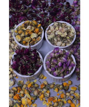 Aktarix 4-Piece Dried Rose Bud Set 250 Gr (Pink Yellow Red White) Total 1 Kg