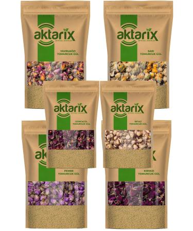 Aktarix 6-Piece Dried Rose Bud Set 250 gr Pink Yellow Red Pinky White Rosebud Total 1500g