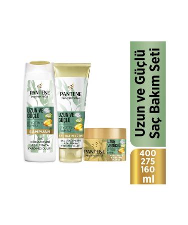Pantene Long and Strong Bamboo and Biotin Hair Care Set (Shampoo 400 Ml + Conditioner 275 Ml + Mask 160 Ml)