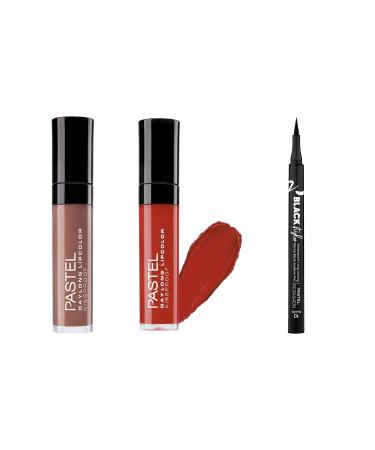 Pastel Daylong Matte Liquid Lipstick 15 And New 50 + Black Styler Waterproof Dense Eyeliner Pen Black