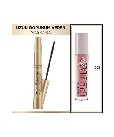 Pastel Plump Up Extra Hydrating Plumping Gloss No:203 New + L'oreal Telescopic Mascara