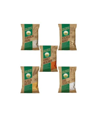 Agricultural Credit Union 5-Piece Pulse Basket (Red Lentils-Round Beans-Ram Chickpeas-Osmanc k Rice-Pillage Bulgur)
