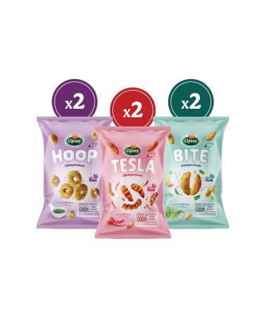 Cipsa Hoop Tesla Bite Vegan Gluten Free Chickpea Chips Set 65 G X 6 Pieces