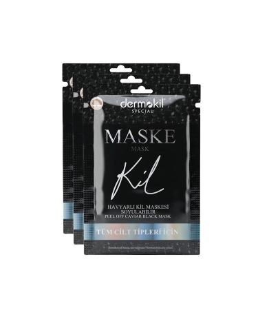 Dermokil Peelable Caviar Black Clay Face Mask For All Skin Types 15 Ml X 3 Pieces