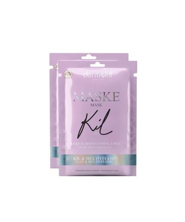 Dermokil 2 Pieces Anti-Stain Brightening Clay Multivitamin Face Mask 15 ml