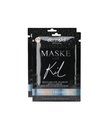 Dermokil Peelable Caviar Black Clay Face Mask For All Skin Types 15 Ml X 2 Pieces