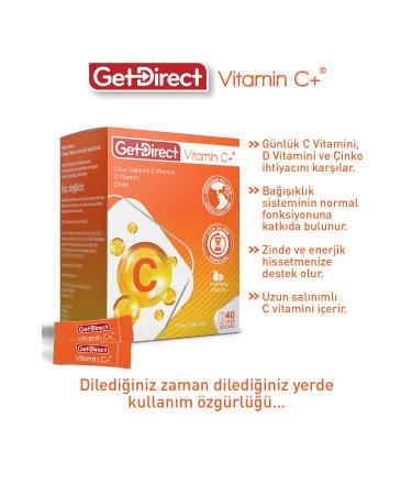 GetDirect Vitamin C+ 1000 Mg Vitamin C Vitamin D Zinc 40 Sachets Extended Release Vitamin C Waterless Use - Buy Online on GoSupps.com