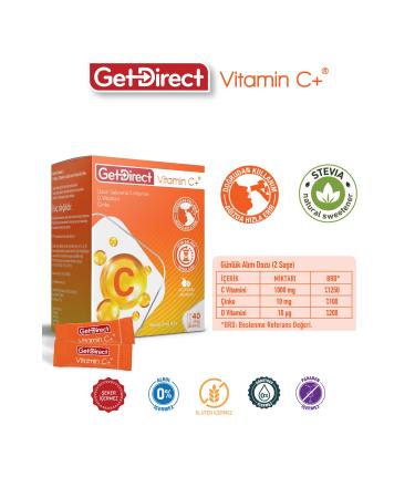 GetDirect Vitamin C+ 1000 Mg Vitamin C Vitamin D Zinc 40 Sachets Extended Release Vitamin C Waterless Use - Buy Online on GoSupps.com