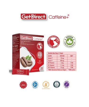 GetDirect Caffeine+ Caffeine Taurine and Vitamin B Complex 20 Sachets All-Day Energy Thirsty Use - Buy Online on GoSupps.com