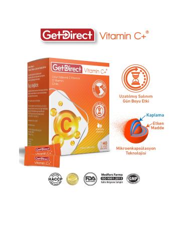 GetDirect Vitamin C+ 1000 Mg Vitamin C Vitamin D Zinc 40 Sachets Extended Release Vitamin C Waterless Use - Buy Online on GoSupps.com