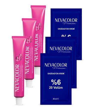 Nevacolor Premium Tube 7.7 Cappuccino 2 Pieces + 7.0 Intense Blonde 1 Piece + Oxidation Cream 20 Vol. 3 Pieces.