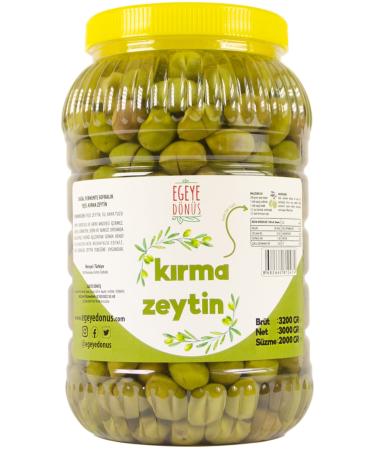 BACK TO THE AEGEAN Homemade Traditional Green Cracked Olives - 2 Kg. (NATURAL BRINE CONTAINS ONLY SALT AND WATER)