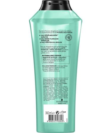 Gliss Nutribalance Shampoo 360 ml X2 Pieces + Makeup Bag - Buy Online on GoSupps.com