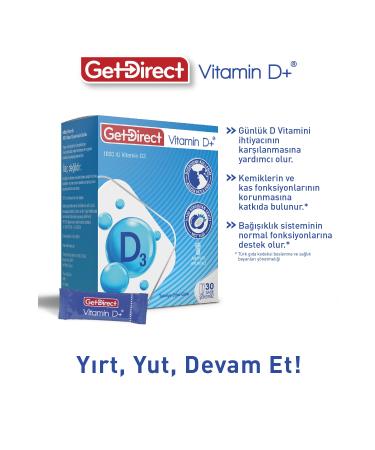 GetDirect Vitamin D+ 1000 Iu Vitamin D3 Containing Supplementary Food 30 Sachets - Buy Online on GoSupps.com
