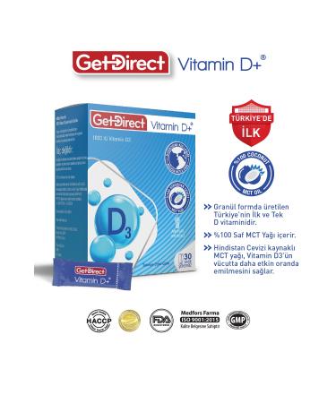 GetDirect Vitamin D+ 1000 Iu Vitamin D3 Containing Supplementary Food 30 Sachets - Buy Online on GoSupps.com