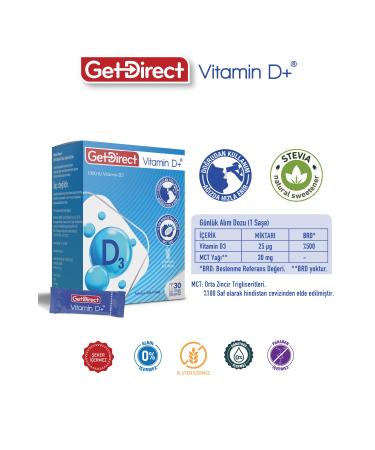 GetDirect Vitamin D+ 1000 Iu Vitamin D3 Containing Supplementary Food 30 Sachets - Buy Online on GoSupps.com