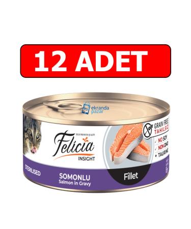 Felicia Grain-Free Fillet Salmon Canned Neutered Cat Food 12 Pieces 85 Gr Sterilized Cat Wet Food Fillet