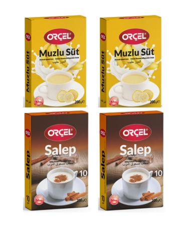 OR EL 2 Banana Milk + 2 Salep Flavored Drink Powder Oralet Tea 4x200gr.