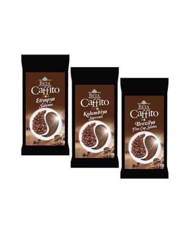 Beta Caffito Filter Coffee Package 250 gr X 3 Pieces (BRAZIL FINE CUP ETHIOPIA SIDAMO COLOMBIA SUPREMO)