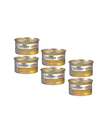 Gourmet Gold Piece Meat Sauce Salmon Chicken Cat Canned Food 85 Gr (6 Pieces)