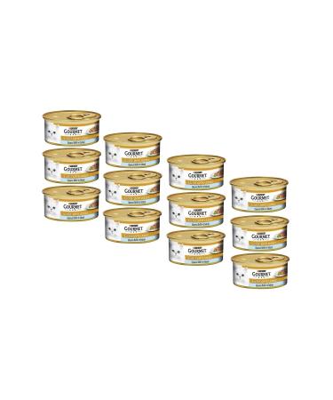 Gourmet Gold Piece Meat Fish Spinach Double Flavor Cat Canned Food 85 Gr (12 Pieces)