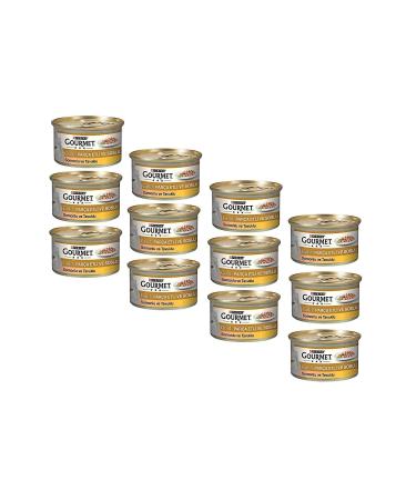 Gourmet Gold Piece Meat Sauce Salmon Chicken Cat Canned Food 85 Gr (12 Pieces)
