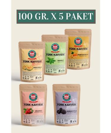 Mare Mosso Caffe Vendite Flavored Turkish Coffee Introduction Set 100 gr X 5 Packs (YOU CAN CHOOSE FROM 12 TYPES OF AROMAS.)