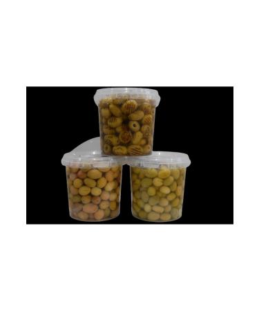 My dear Scratched 650 gr + Crushed 650 gr + Grilled 600 gr Green Olive Pet Jar