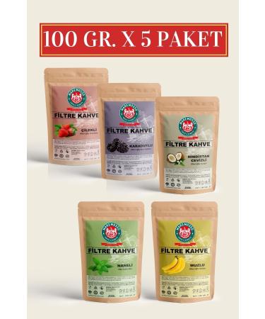 Mare Mosso Caffe Vendite Flavored Filter Coffee Introduction Set 100 gr X 5 Packs (YOU CAN CHOOSE FROM 12 TYPES OF AROMAS.)